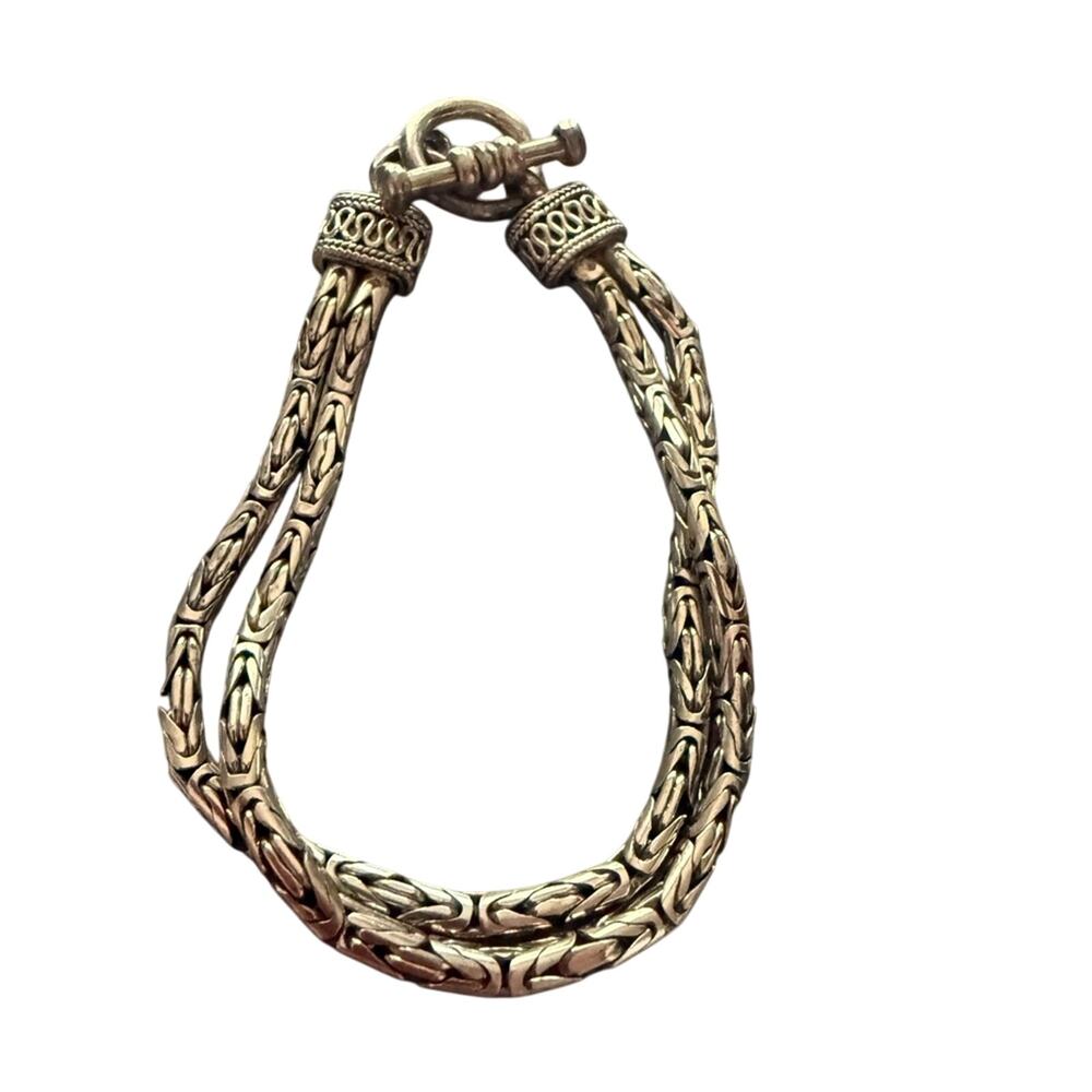 925 Sterling Silver KTH Double Strand Toggle Bracelet